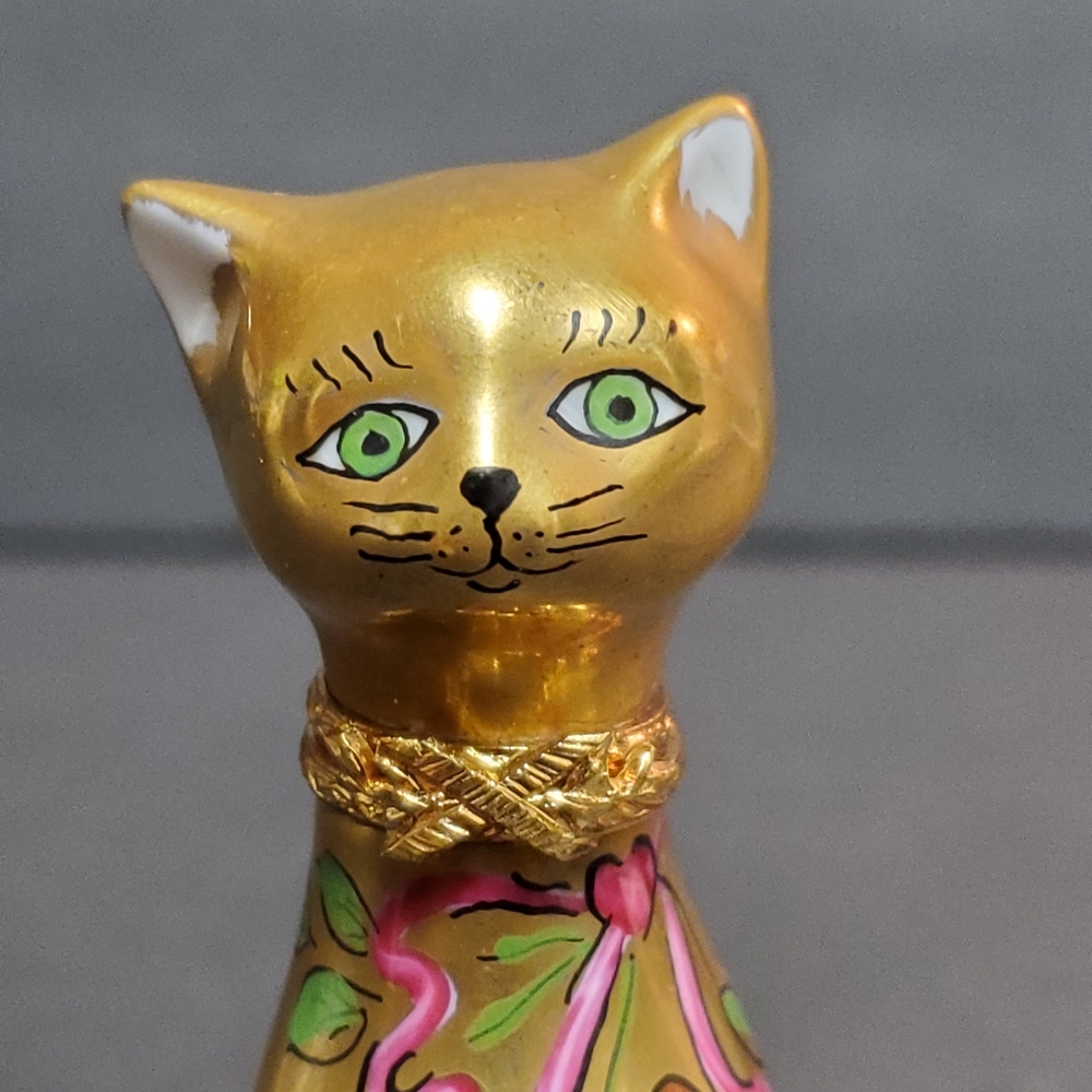 Limoges Peint Main Cat Trinket Box - Picture 7 of 11